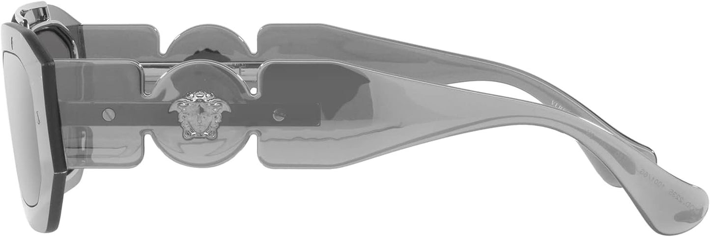 VERSACE VE2235 10016G 51mm Transparent Grey Silver Grey Mirror Men's Sunglasses