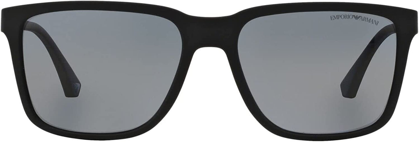 Emporio Armani EA4047 5063/81 Black Rubber Sunglasses Grey Polarized