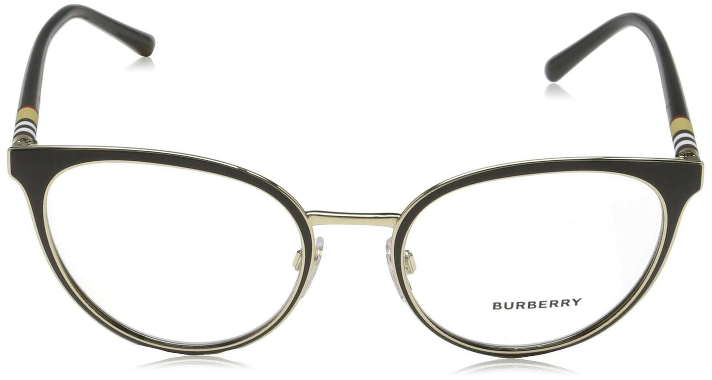 Burberry Women's BE1324 Eyeglasses, Black/Light Gold, 52/19/140