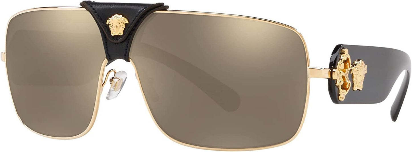 Versace VE 2207Q 1002/5 Gold Metal Square Sunglasses Gold Mirror Lens