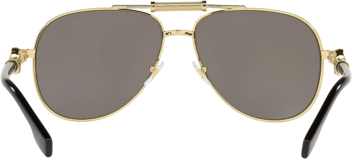 VERSACE VE2236 1002Z3 59mm Gold Polarized Grey Mirror Silver Unisex Sunglasses