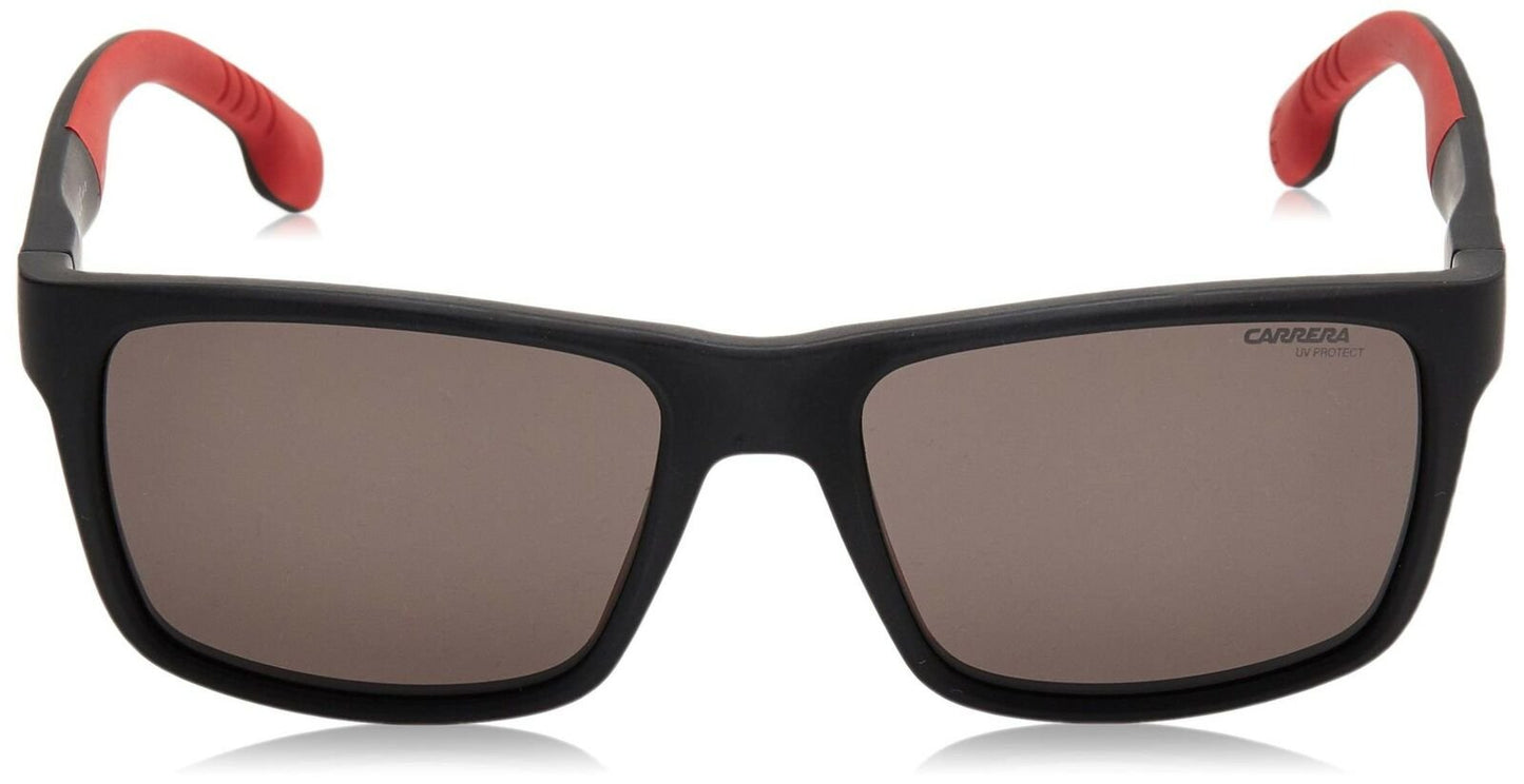 Carrera Men's CA8024/S Rectangular Sunglasses, Matte Black/Grey Blue, 57 mm