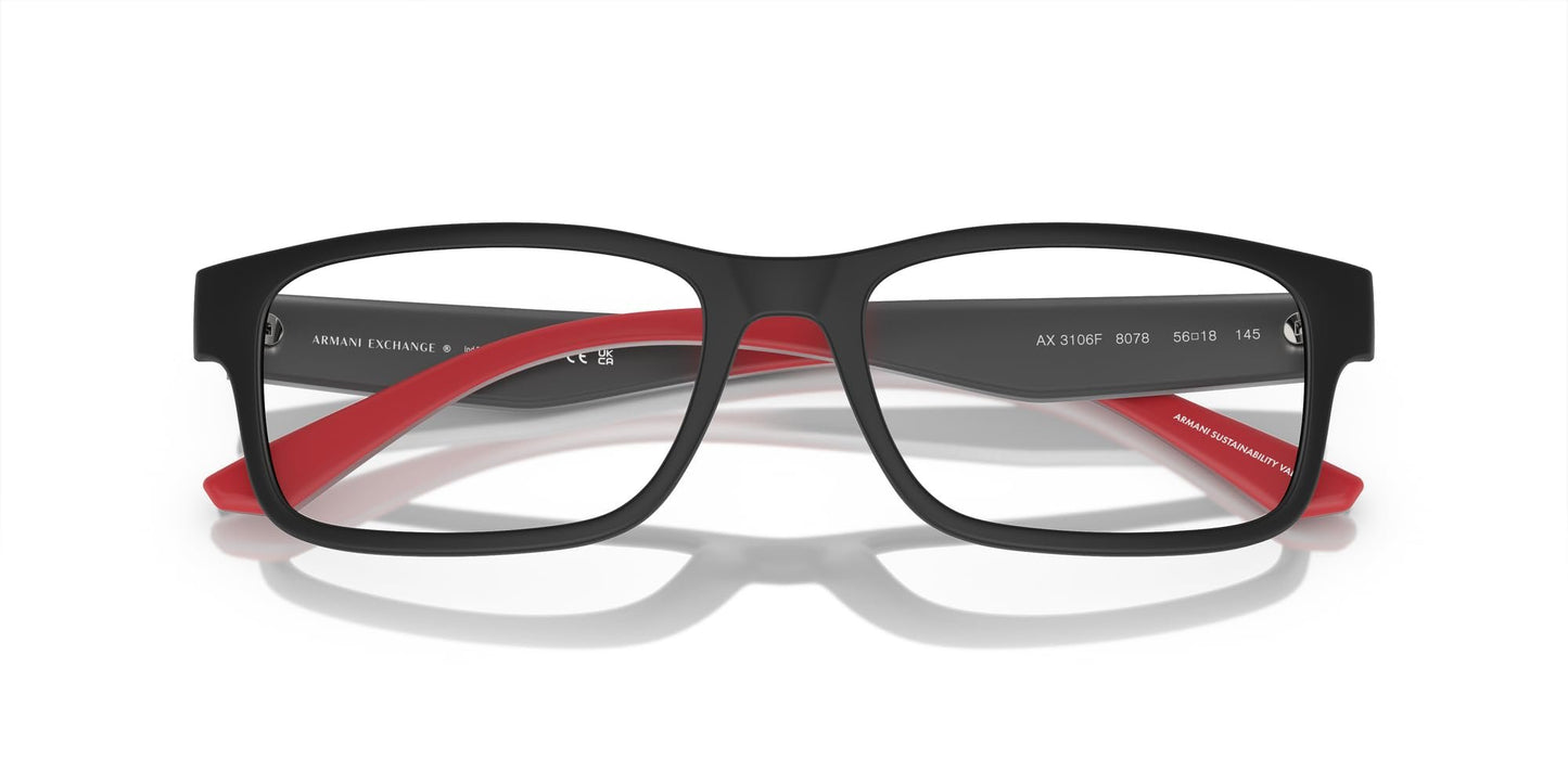 Armani Exchange Men's Ax3106F 8078 56mm Low Bridge Fit Rectangular Eyewear Frames