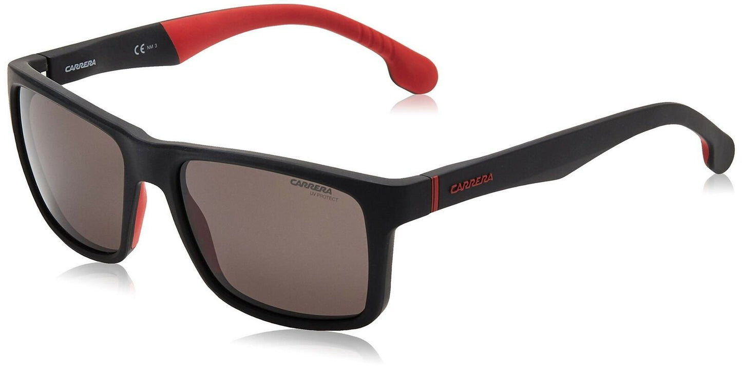 Carrera Men's CA8024/S Rectangular Sunglasses, Matte Black/Grey Blue, 57 mm