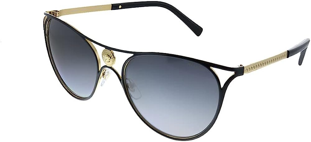 Versace 0VE2237 1433T3 Polarized Black/Gold Metal Cat-Eye Sunglasses