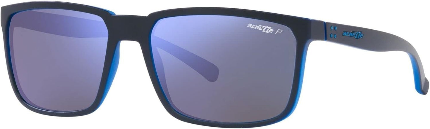 Arnette 0AN4251 386422 58mm Polarized Sunglasses Matte Top Navy On Light Blue Frame, Dark Grey Mirror Water Polar Lenses,