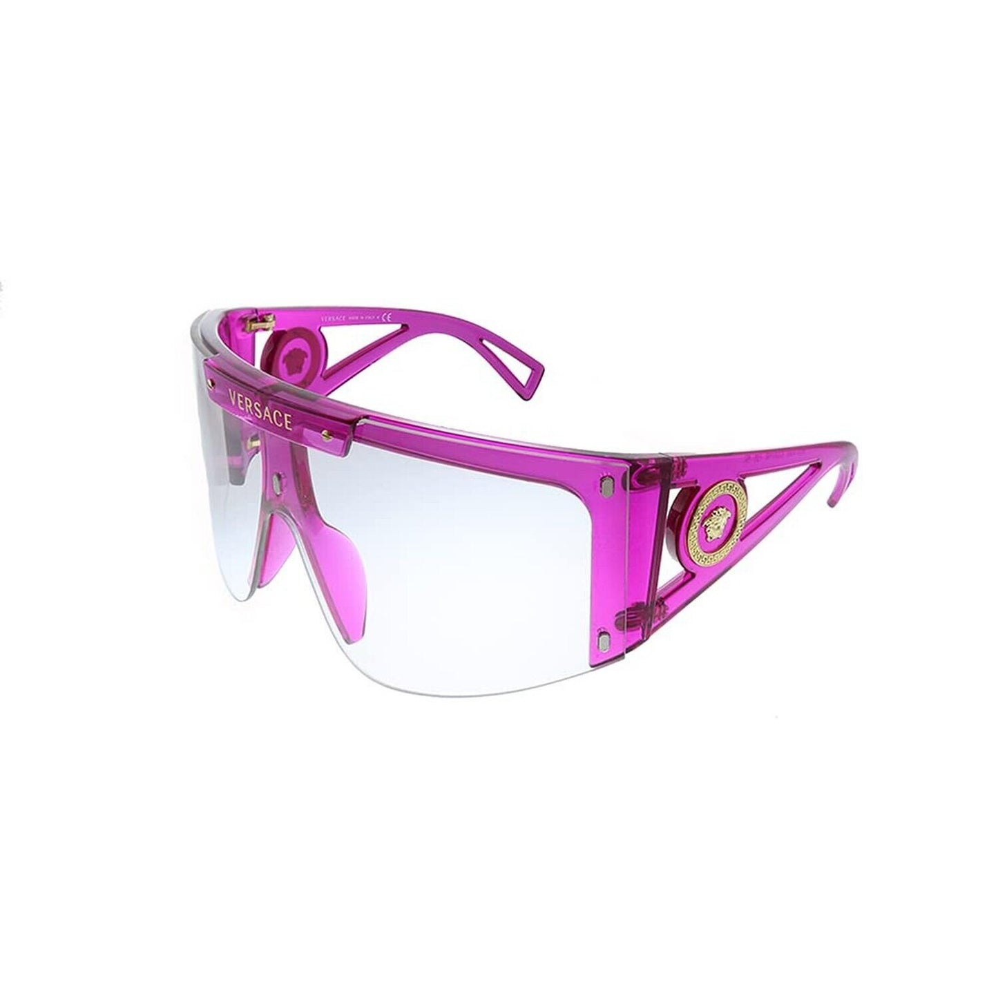 Versace VE 4393 53341W Transparent Fuxia Plastic Shield Sunglasses