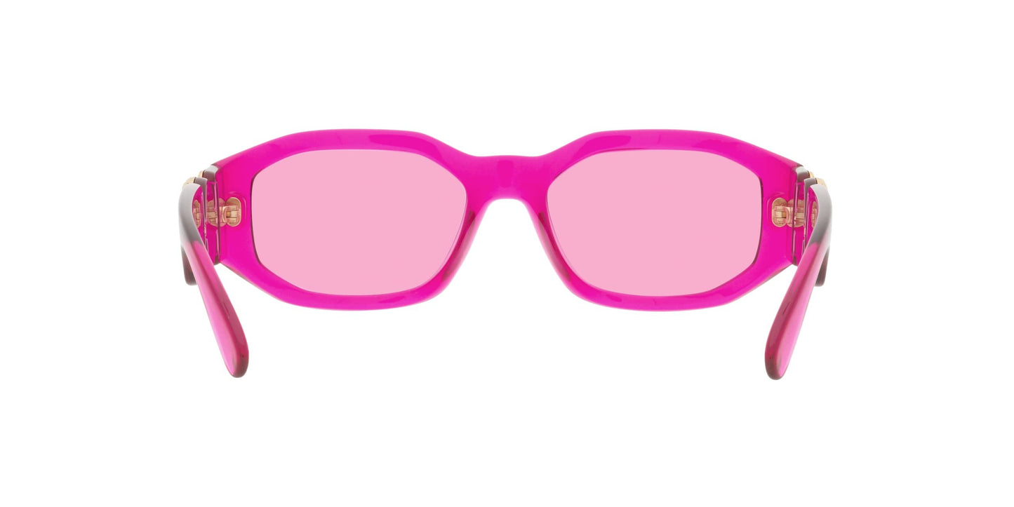 Versace VE 4361 5334/5 53mm Transparent Fuxia Geometric Sunglasses Grey Lens