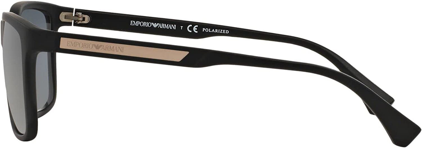 Emporio Armani EA4047 5063/81 Black Rubber Sunglasses Grey Polarized