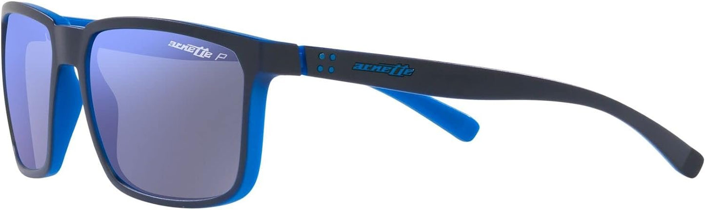Arnette 0AN4251 386422 58mm Polarized Sunglasses Matte Top Navy On Light Blue Frame, Dark Grey Mirror Water Polar Lenses,