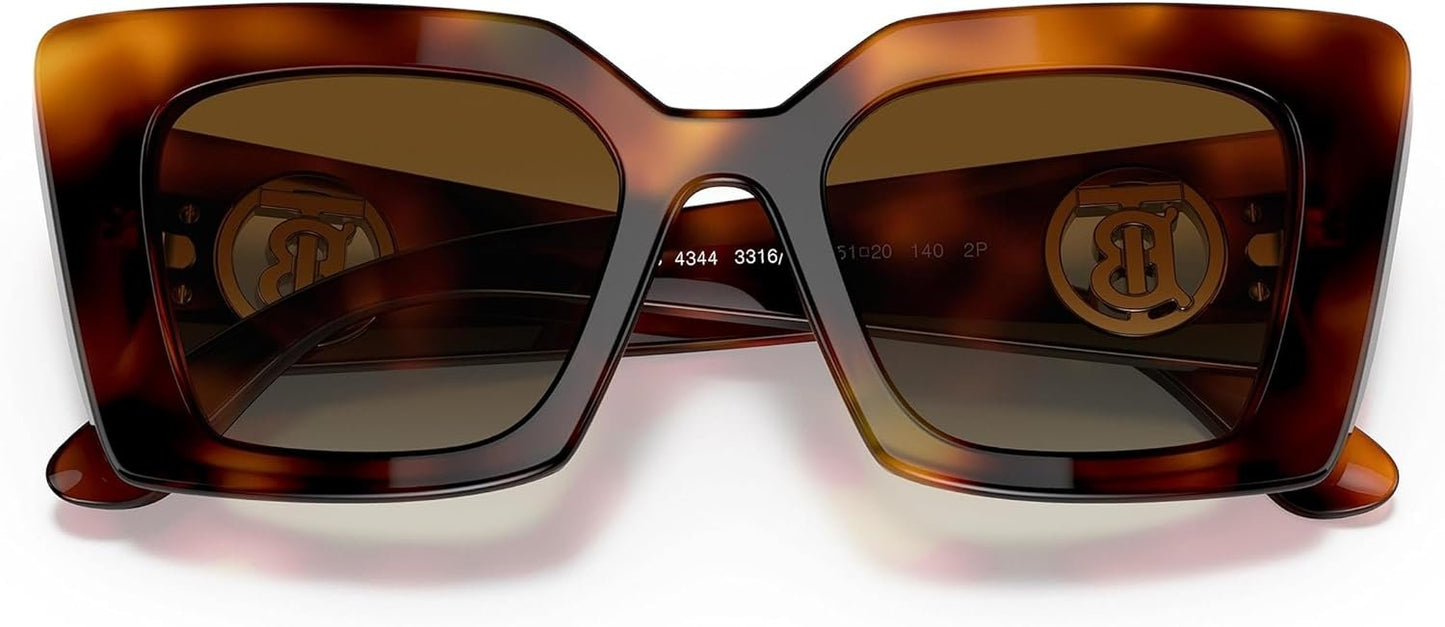 BURBERRY Daisy BE 4344 3316T5 Havana Square Sunglasses Brown Gradient Polarized Lens