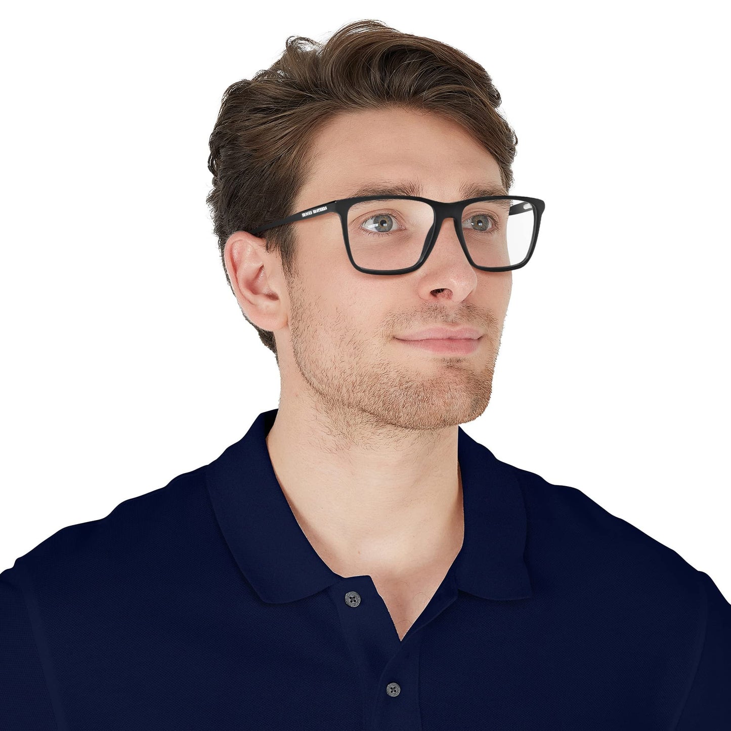 Brooks Brothers Men's BB2037 6000 57mm Square Eyewear Frames, Black/Demo Lens,