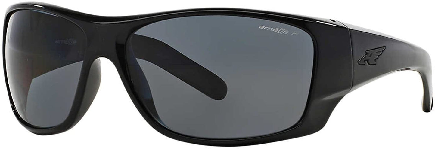 ARNETTE Men's AN4215 Heist 2.0 Rectangular Sunglasses, Shiny Black/Dark Grey Polarized, 66 mm