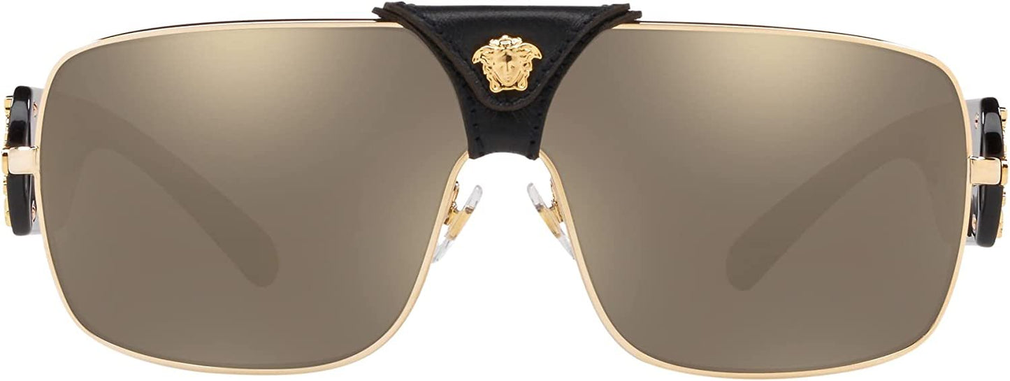 Versace VE 2207Q 1002/5 Gold Metal Square Sunglasses Gold Mirror Lens