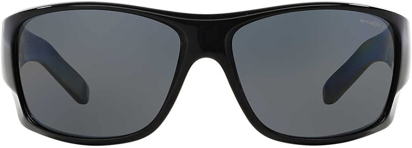 ARNETTE Men's AN4215 Heist 2.0 Rectangular Sunglasses, Shiny Black/Dark Grey Polarized, 66 mm