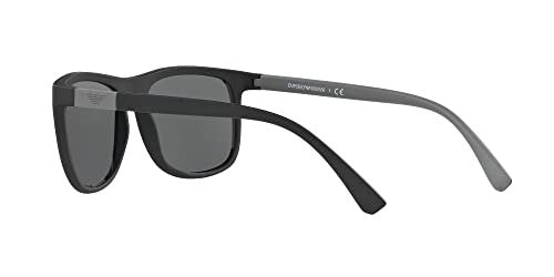 Emporio Armani Men's EA4079 5042/87 Square Sunglasses, Matte Black/Grey, 57mm