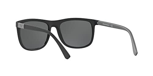 Emporio Armani Men's EA4079 5042/87 Square Sunglasses, Matte Black/Grey, 57mm