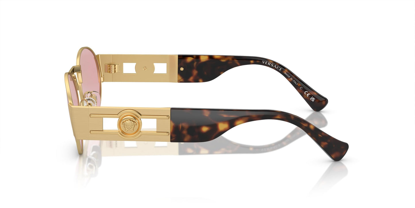 Versace 0VE2264 100284 Unisex Sunglasses Matte Gold Frame, Light Violet Lenses, 56MM