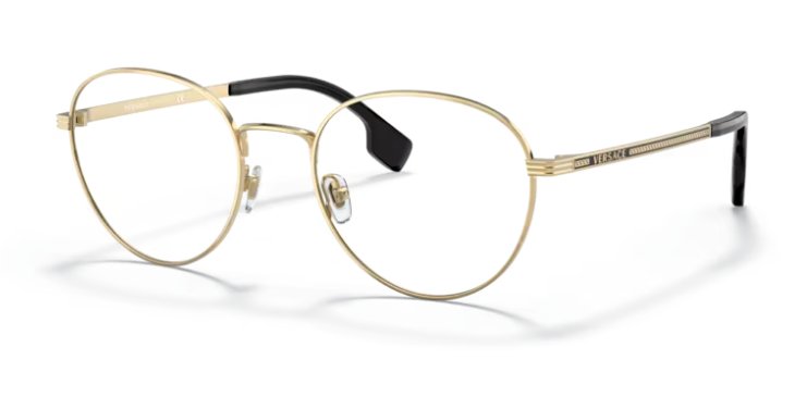 Versace VE 1279 1002 53mm Gold Metal Round Eyeglasses