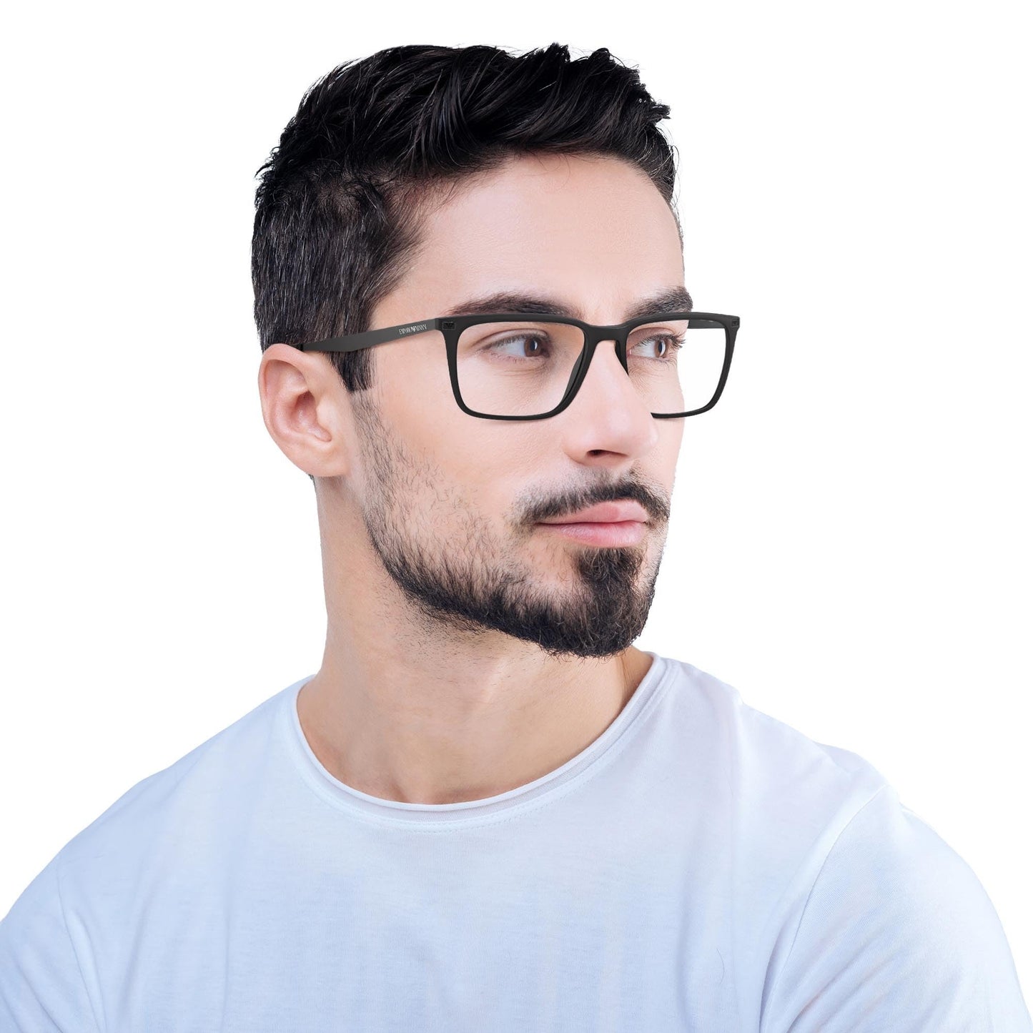 Emporio Armani Men's EA3169 5042 55mm Rectangular Eyeglasses, Matte Black/Demo Lens,