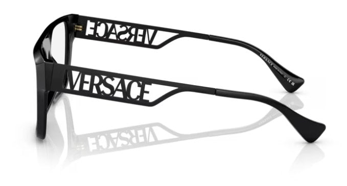 Versace VE 3326U 5380 Black Plastic Rectangle Eyeglasses 55mm