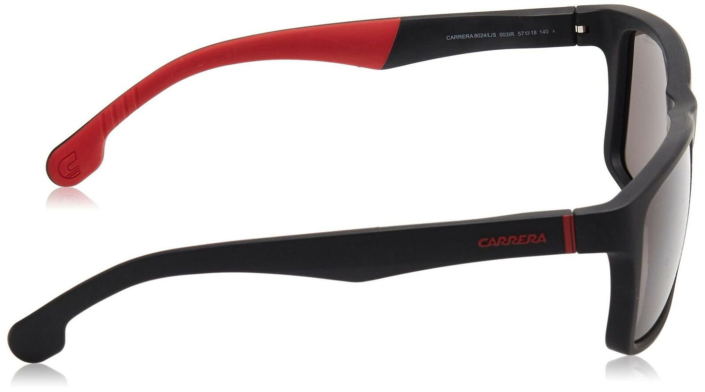 Carrera Men's CA8024/S Rectangular Sunglasses, Matte Black/Grey Blue, 57 mm
