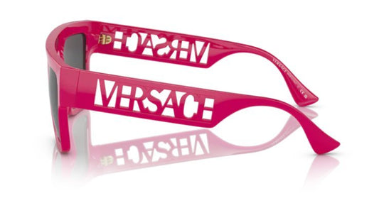 Versace VE 4430U 536787 Fuxia Plastic Rectangle Sunglasses Grey Lens