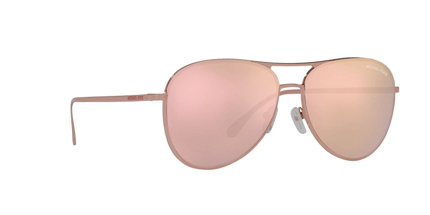 Michael Kors Kona MK 1089 11086H Rose Gold Metal Aviator Sunglasses Pink Lens