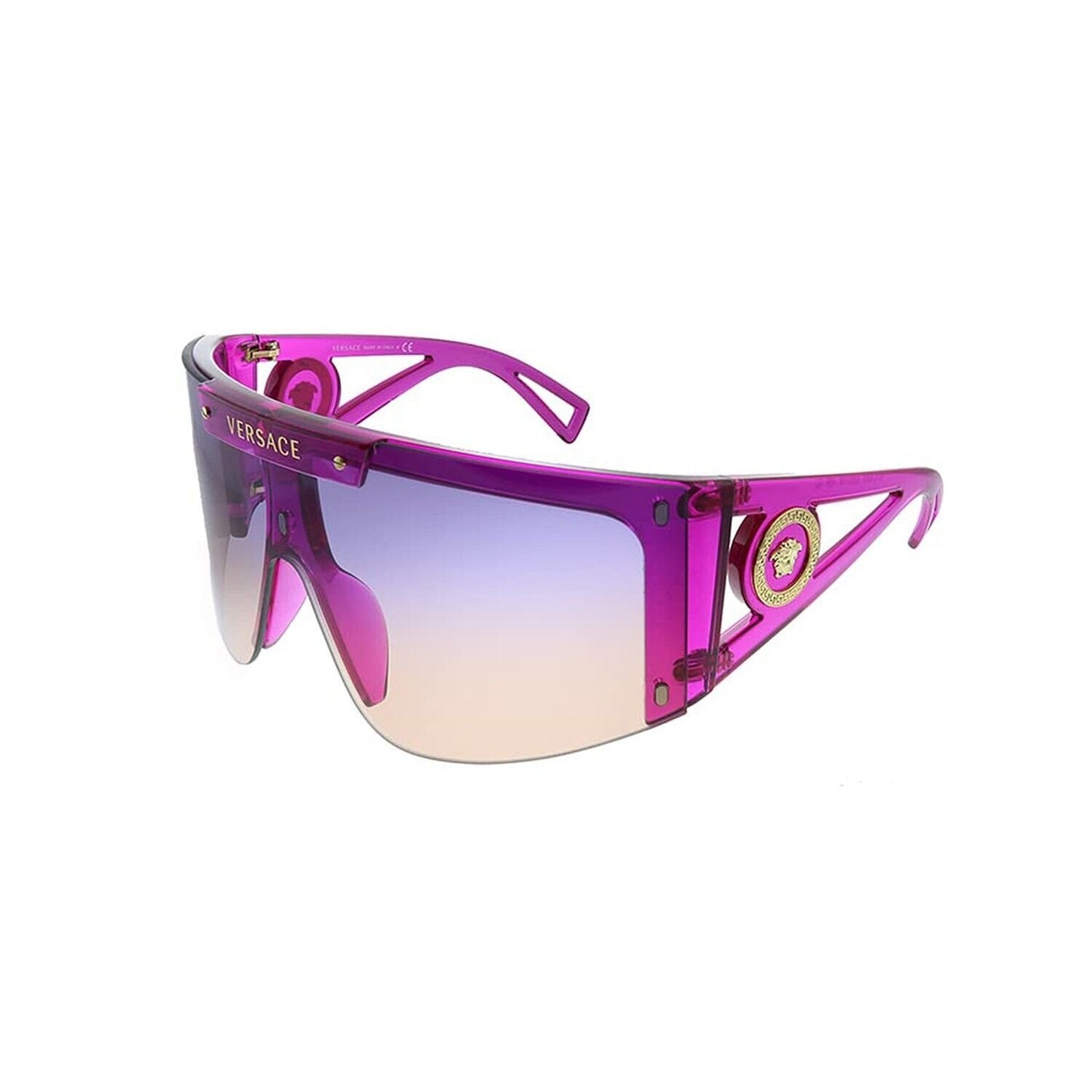 Versace VE 4393 53341W Transparent Fuxia Plastic Shield Sunglasses