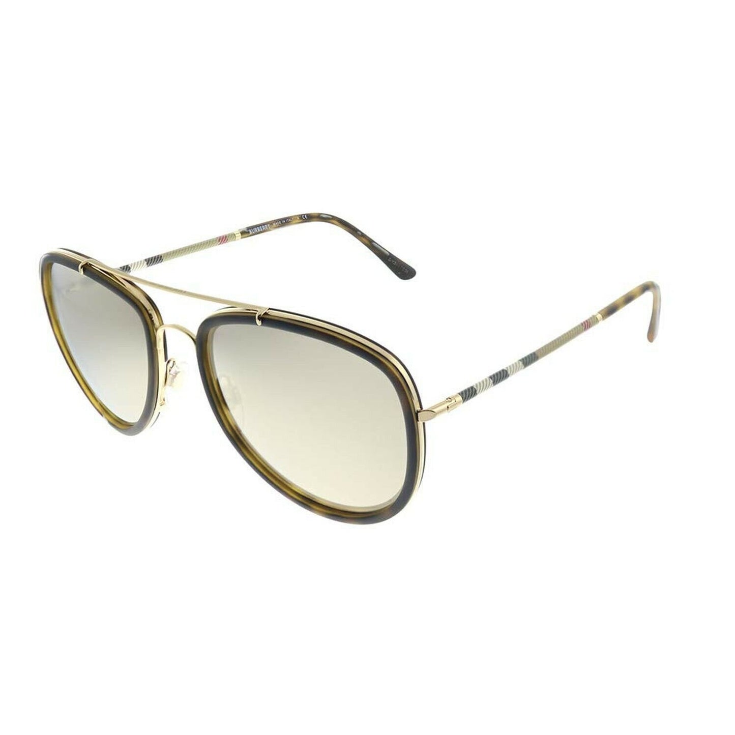 Burberry BE 3090Q 10525A Brushed Gold Matte Havana Metal Sunglasses