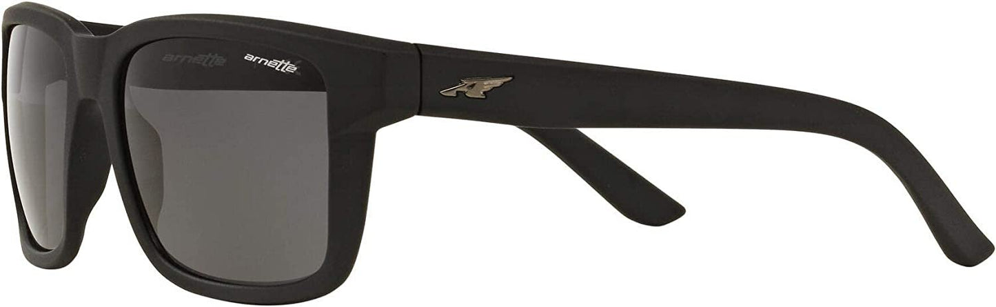 Arnette Men's An4218 01/87 Swindle Rectangular Sunglasses, Matte Black/Grey, 57mm