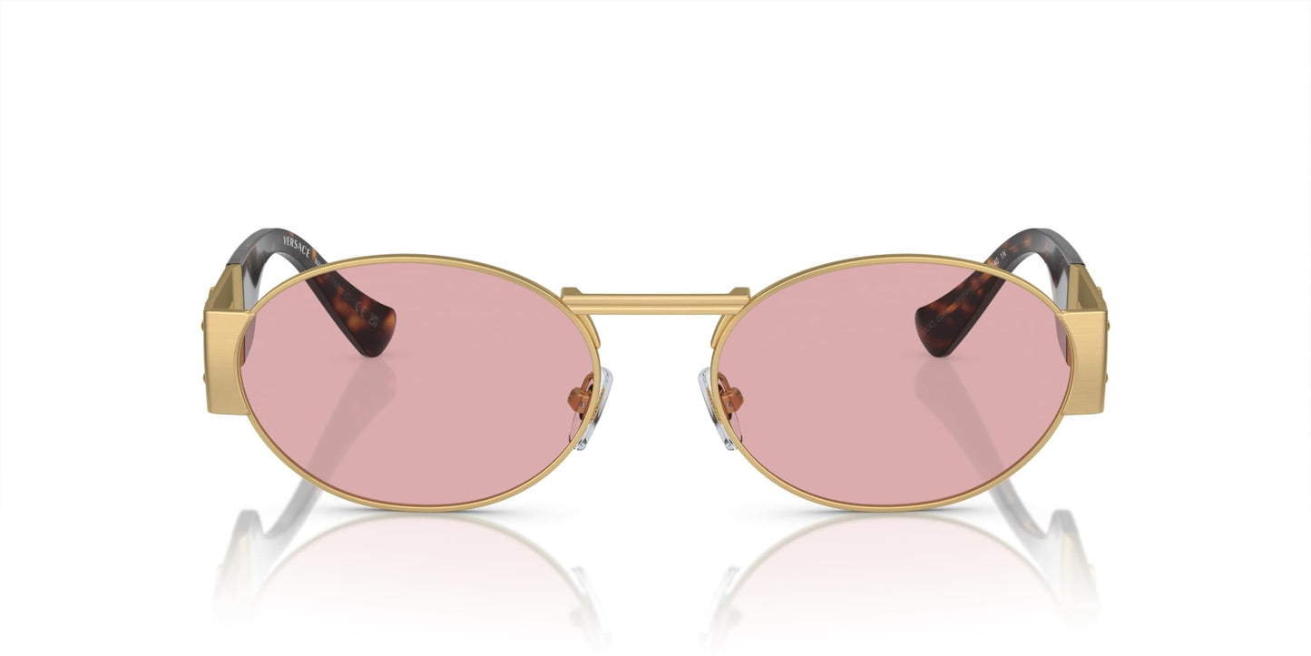 Versace 0VE2264 100284 Unisex Sunglasses Matte Gold Frame, Light Violet Lenses, 56MM