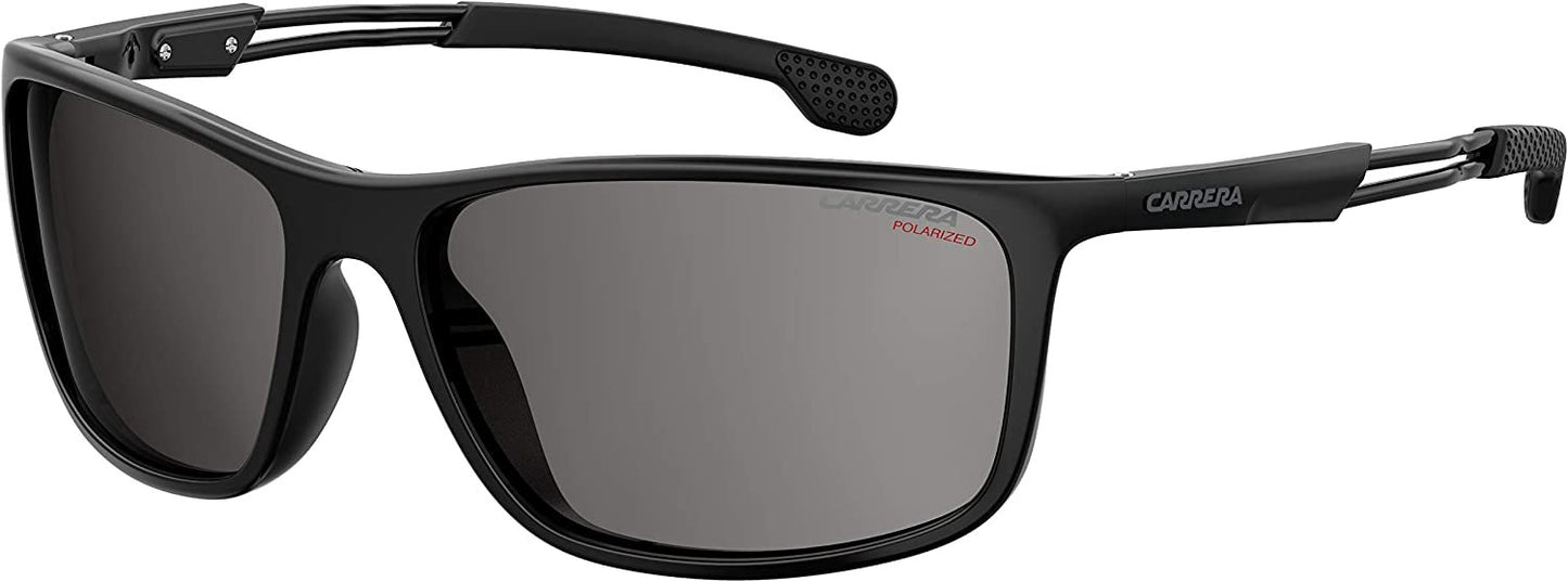Carrera Men's 4013/S Rectangular Sunglasses, Black/Polarized Gray, 62mm, 17mm