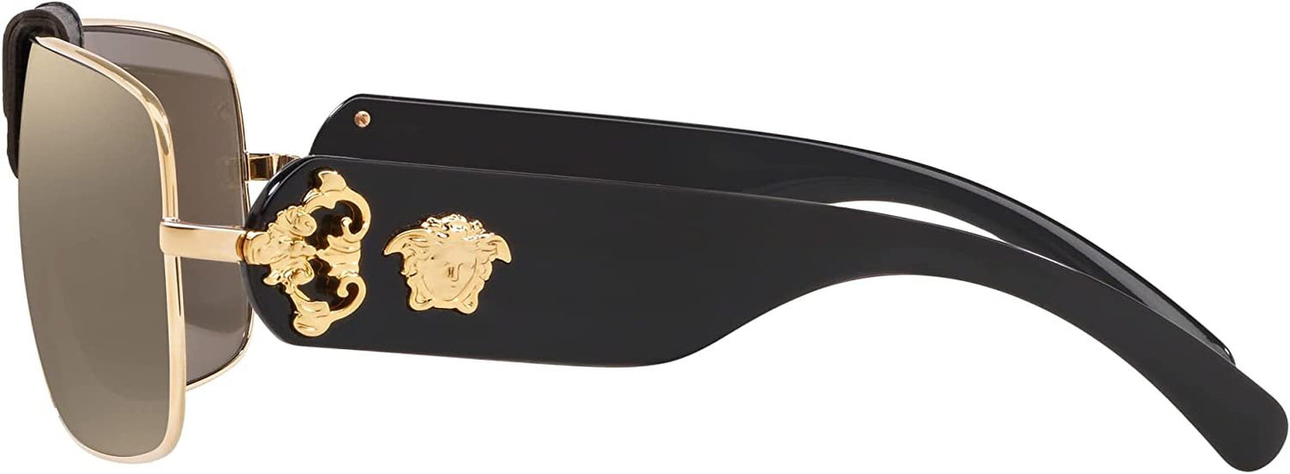 Versace VE 2207Q 1002/5 Gold Metal Square Sunglasses Gold Mirror Lens