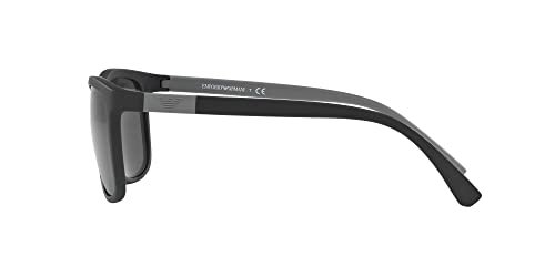 Emporio Armani Men's EA4079 5042/87 Square Sunglasses, Matte Black/Grey, 57mm