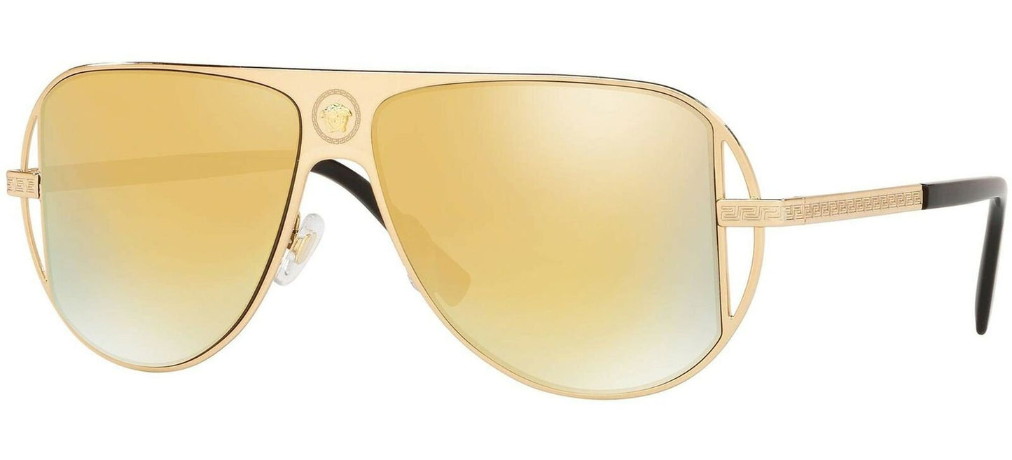Versace Men Sunglasses VE2212 10027P-57 Brown Mirror Gold Lenses