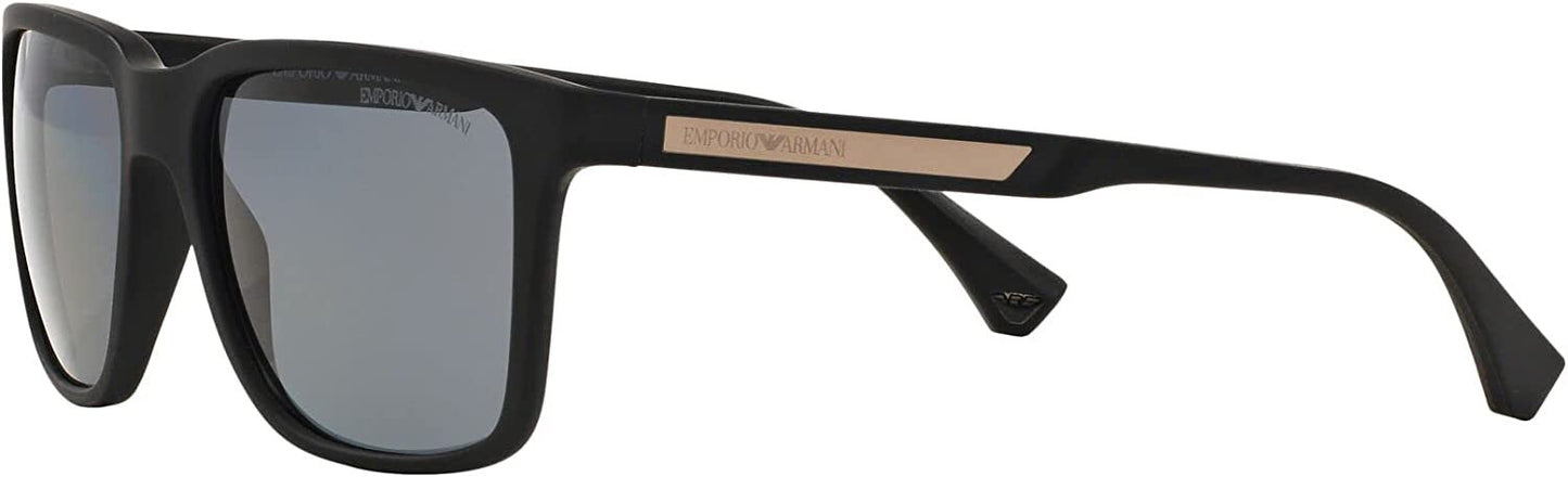 Emporio Armani EA4047 5063/81 Black Rubber Sunglasses Grey Polarized