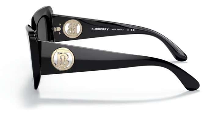 BURBERRY Daisy BE 4344 300187 Black Plastic Square Sunglasses Grey Lens