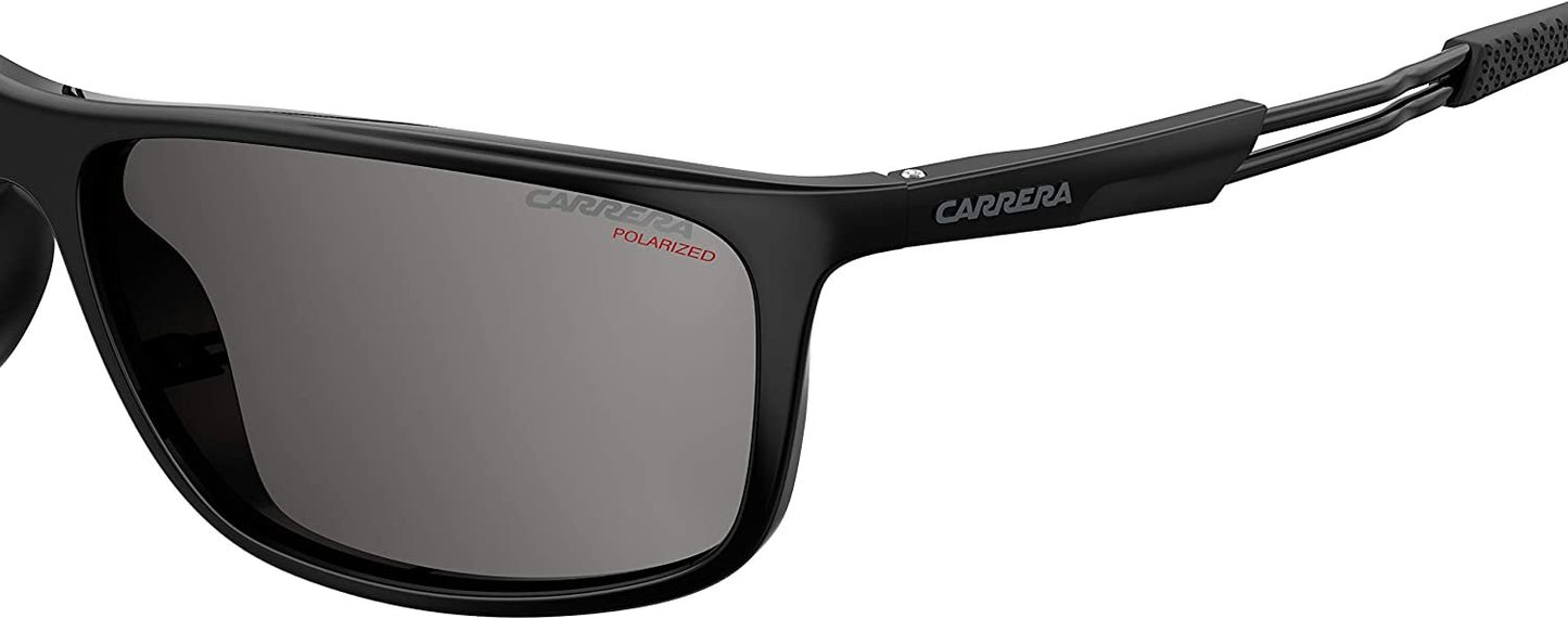 Carrera Men's 4013/S Rectangular Sunglasses, Black/Polarized Gray, 62mm, 17mm