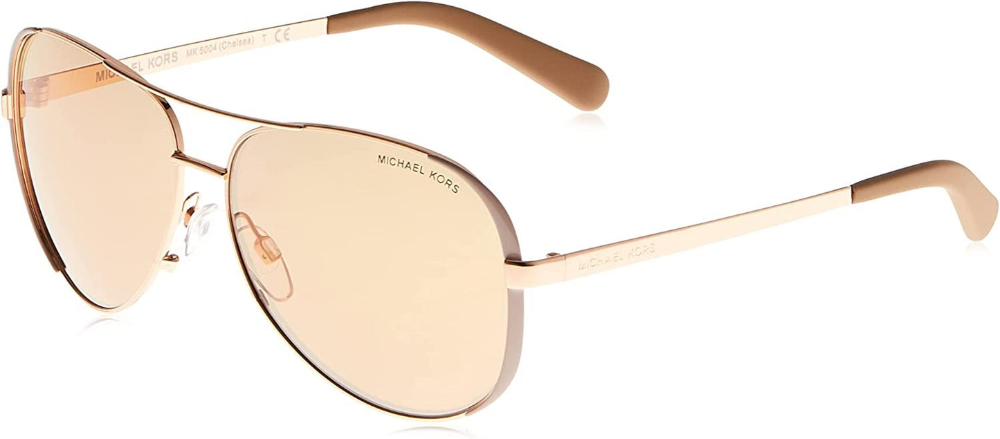 Michael Kors Chelsea Aviator Sunglasses in Rose Gold Blue Mirror MK5004 100325 59