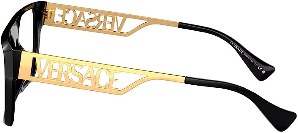 Versace VE 3326U GB1 Black/Gold Plastic Rectangle Eyeglasses 55mm