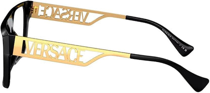 Versace VE 3326U GB1 Black/Gold Plastic Rectangle Eyeglasses 55mm