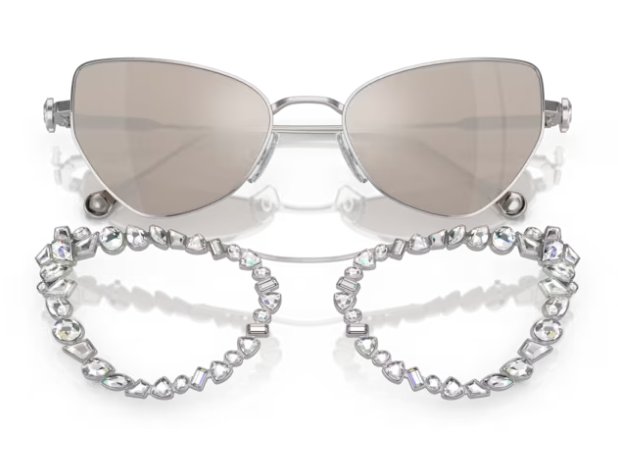 SWAROVSKI Women's Sk7011 4001AP 56mm with Crystal Clip-on Butterfly Sunglasses