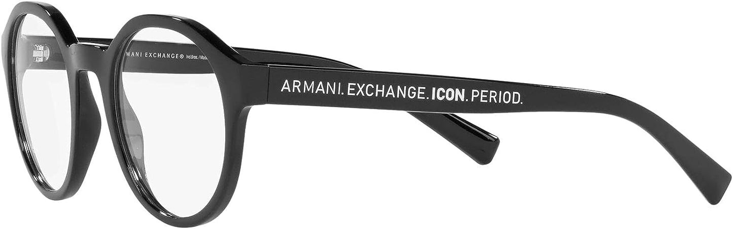 A|X ARMANI EXCHANGE Men's AX3085 8158 49mm Black Round Eyewear Frames