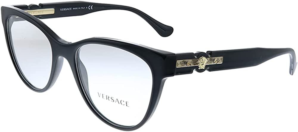 Versace VE 3304 GB1 Black Plastic Cat-Eye Eyeglasses 51mm