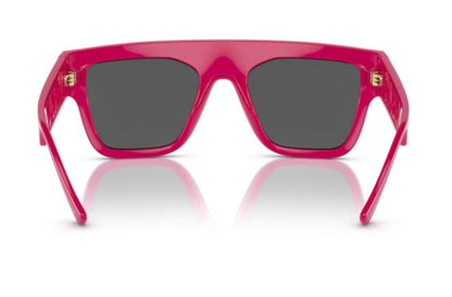Versace VE 4430U 536787 Fuxia Plastic Rectangle Sunglasses Grey Lens