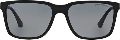 Emporio Armani EA4047 5063/81 Black Rubber Sunglasses Grey Polarized