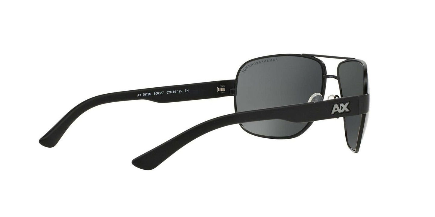 A|X Armani Exchange Men's AX2012S Rectangular Metal Sunglasses, Satin Black