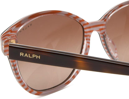 Ralph by Ralph Lauren Women's RA5128 Square Sunglasses, Shiny Havana On Orange Stripe/Gradient Brown, 55 mm