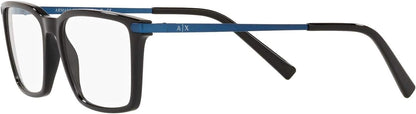 A|X ARMANI EXCHANGE Men's AX3077 8158 54mm Eyewear Frames, Black/Demo Lens,